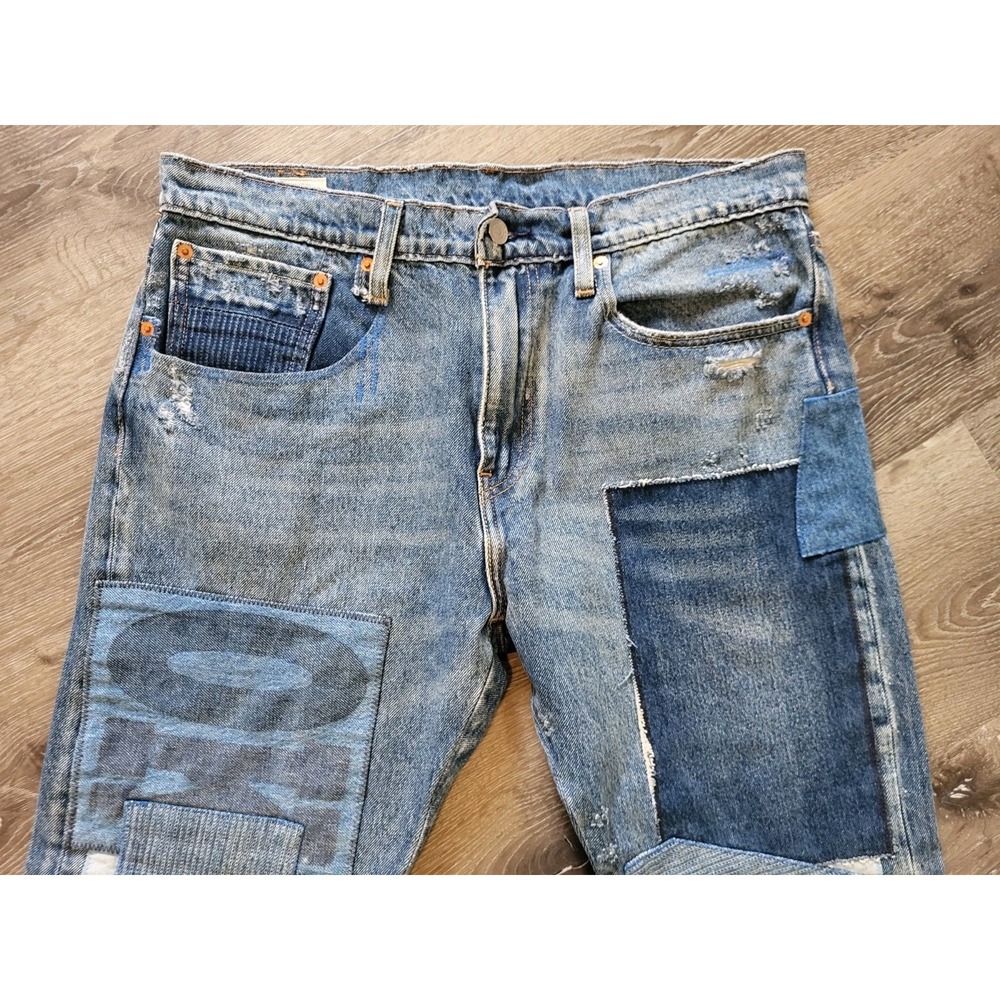 Levis Premium Mens 512 Slim Taper Fit Patchwork Distressed Jeans 34 X 30 - Picture 4 of 12